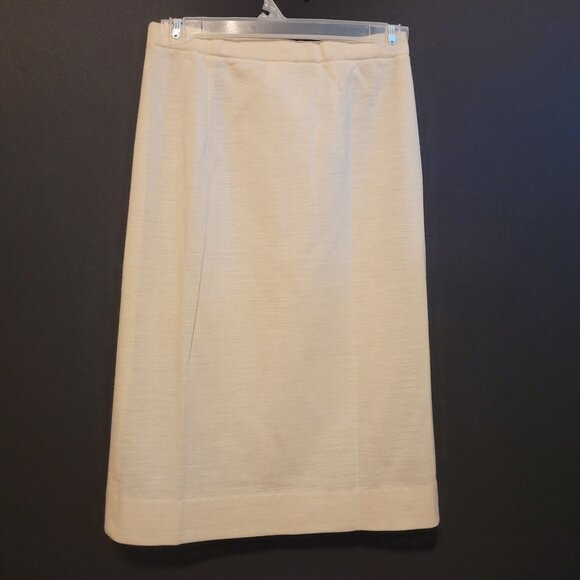 Vintage LeRoy Knitwear Off White A Line Skirt Doubleknit Wool Size 8 Pull On - Picture 6 of 6